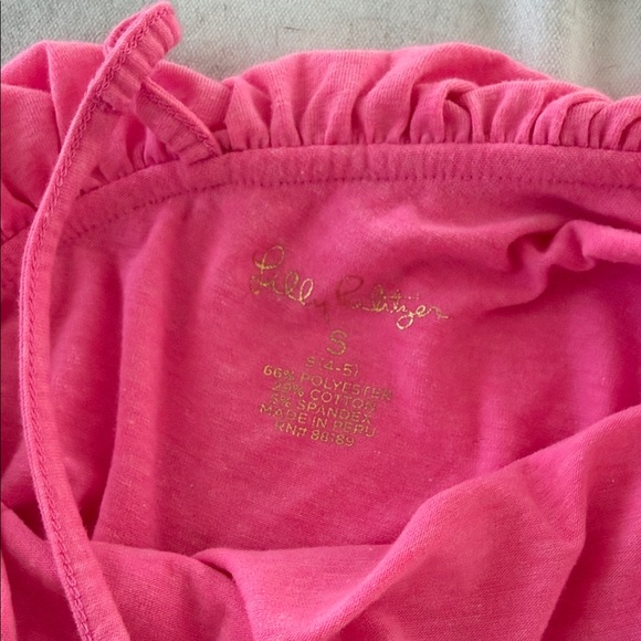 Lilly Pulitzer Girls Pink Ruffle Tank with Blue Printed Shorts Set S (4/5) - Picture 7 of 7